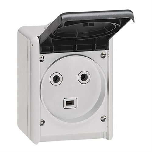 Prise étanche Legrand Plexo 2P+T 32A IP44 en saillie complète