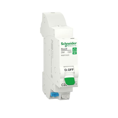 Disjoncteur Schneider RESI9 XE 20A, 1P+N, courbe C, embrochable