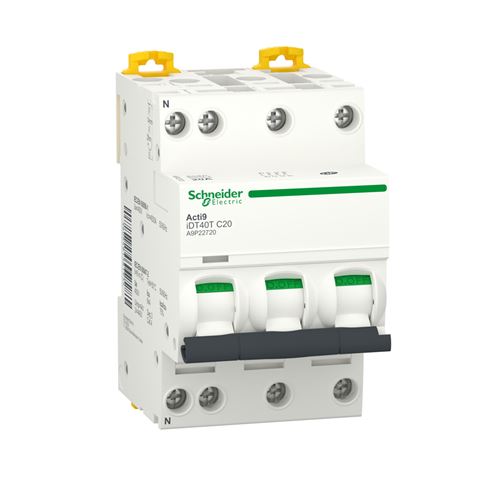 Schneider Acti9 IDT40T Disjoncteur modulaire 20A, 3P+N, courbe C