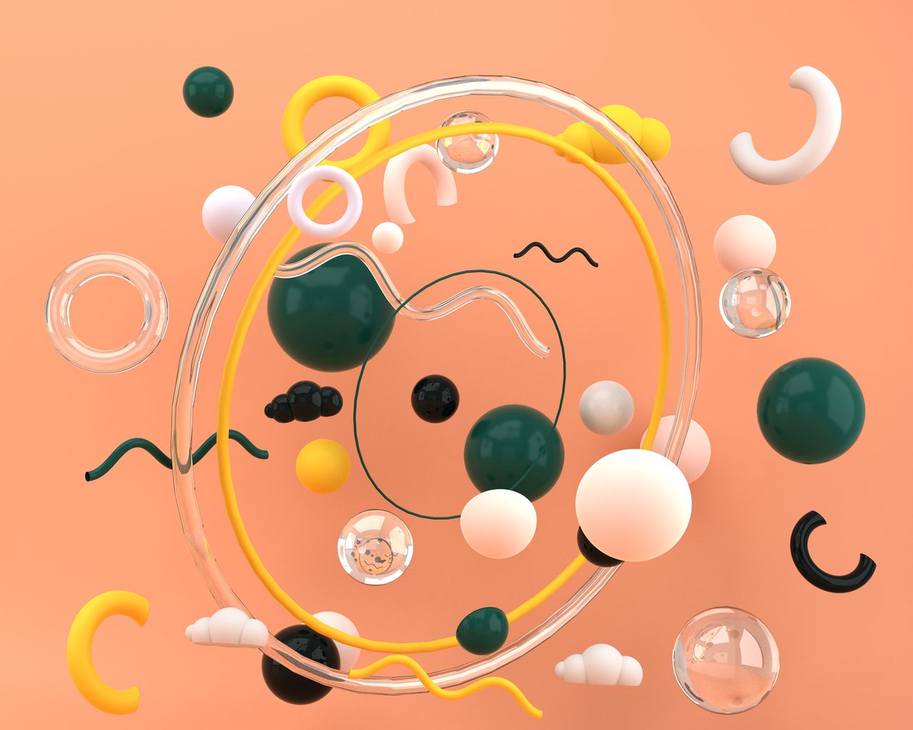 Illustration d’objets géométriques abstraits et colorés, inspiration design moderne et formes prismatiques 3D.